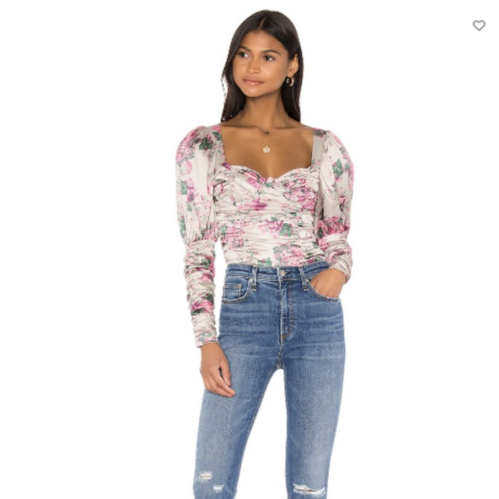 For Love And Lemons Floral Blouse - Pink and Green